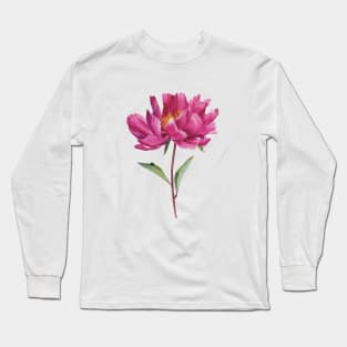 Watercolor pink peony painting Long Sleeve T-Shirt